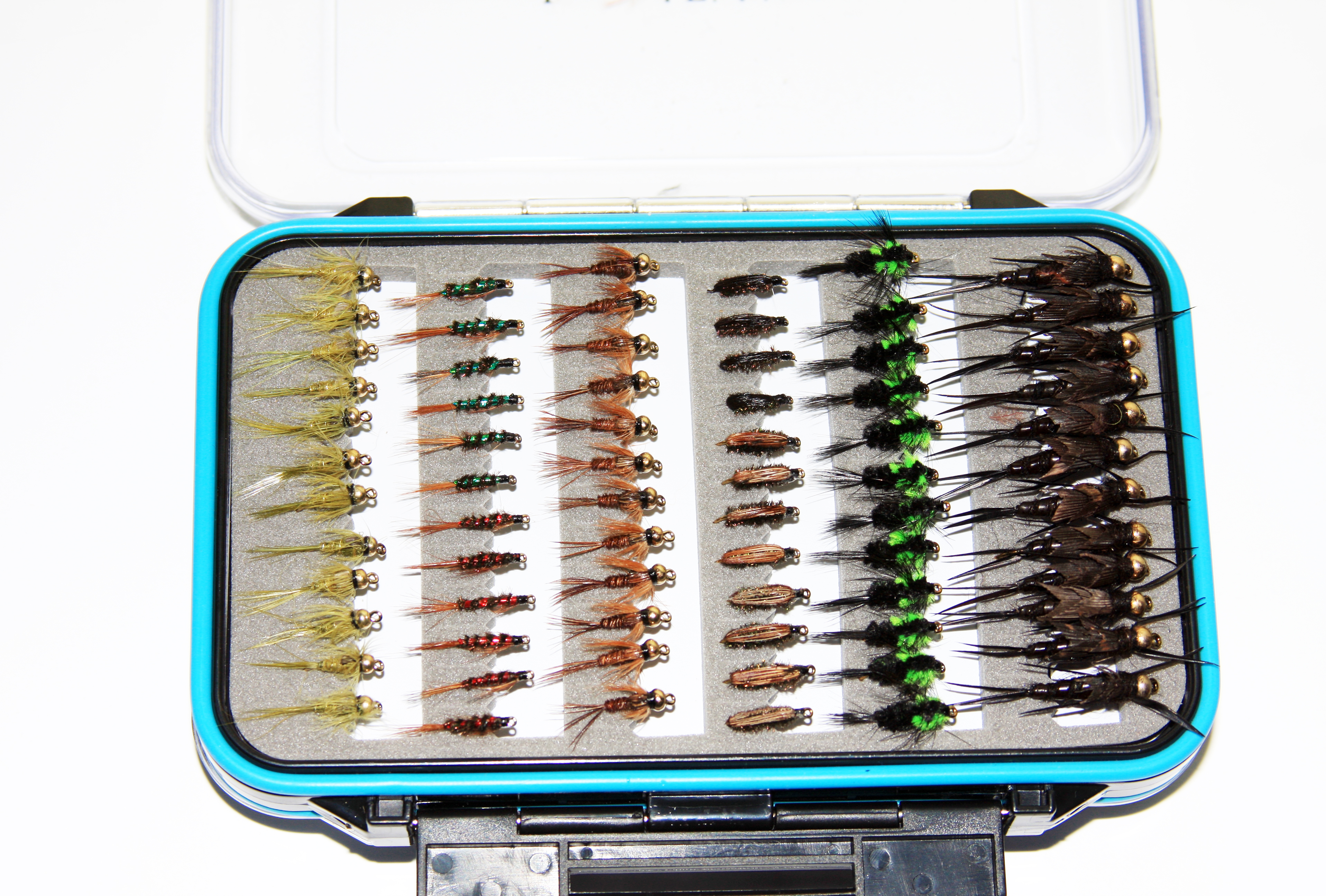 72 Nymphs In A Clear Lid Fly Box